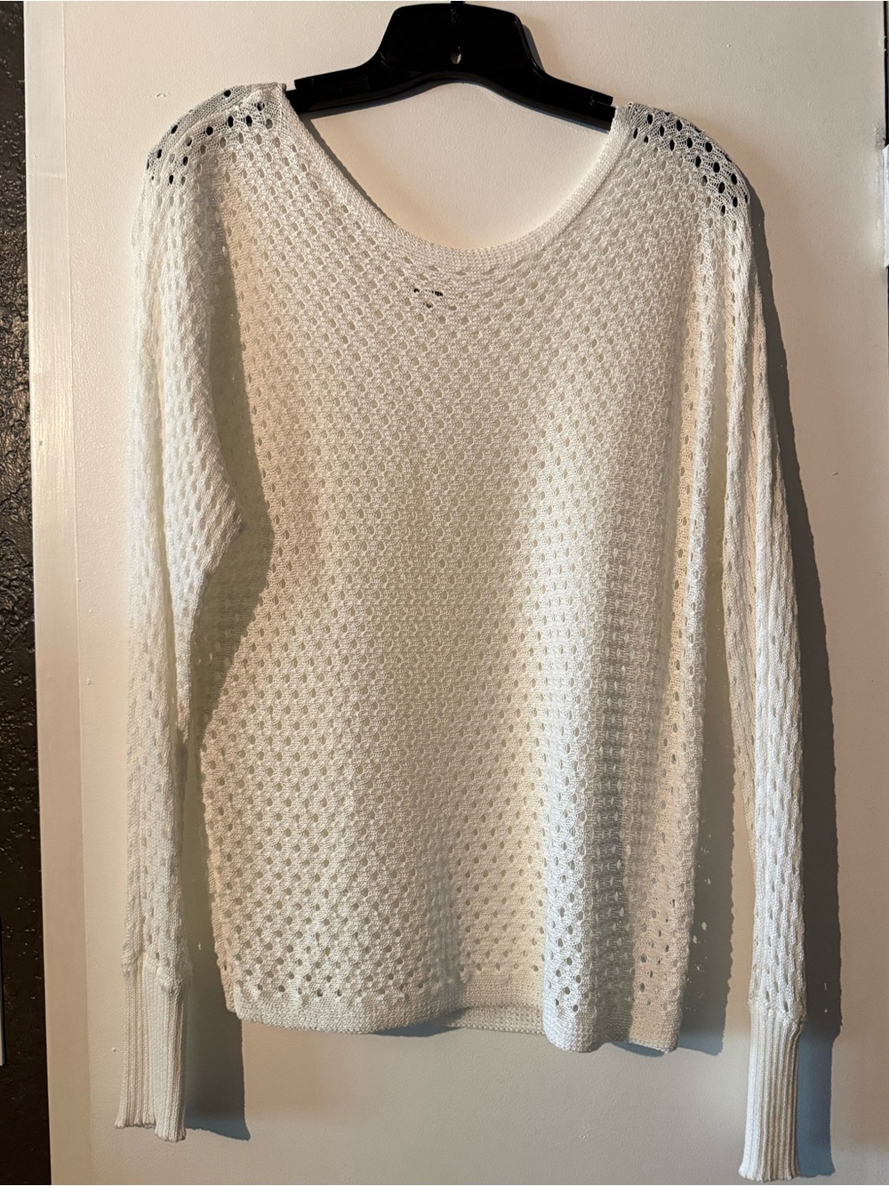 eesome White Open-Weave Crewneck Sweater